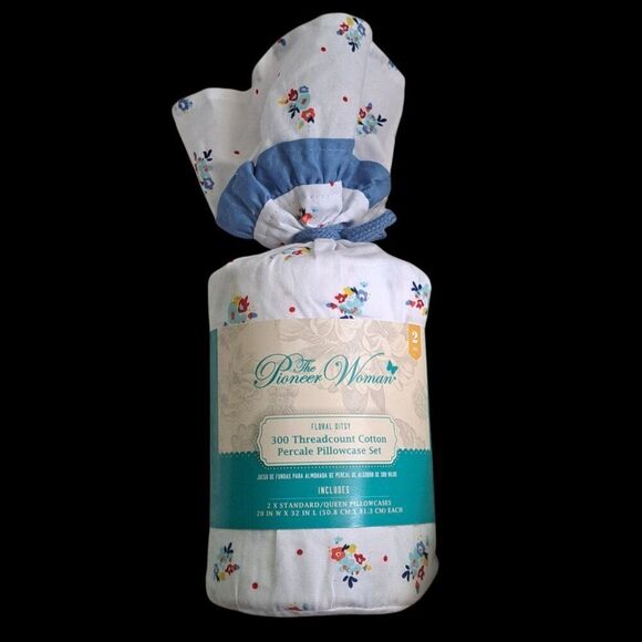 The Pioneer Woman Floral Ditsy 300 Thread Count Home Bed Floral Pillowcase Set 2 - Picture 2 of 9